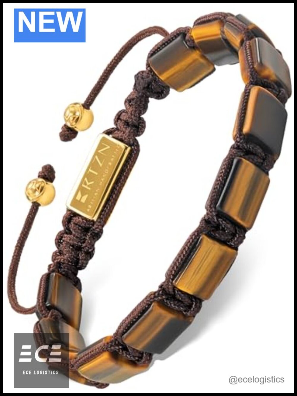 Handcrafted Tiger Eye Beaded Bracelet Men Adjustable Drawstring